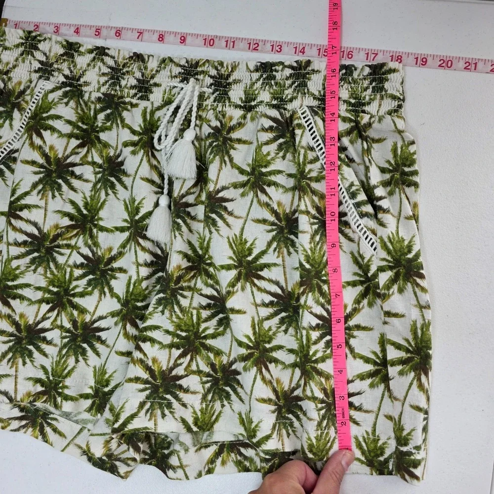 Briggs Tropical Shorts Linen Pull On Womens 2XL Palm Tree Beachy Summer Tassels‎